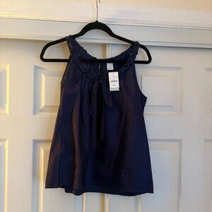 J.Crew Vintage 100% Silk Sleeveless Ribbon Detail Blouse, Sz 10 NWT